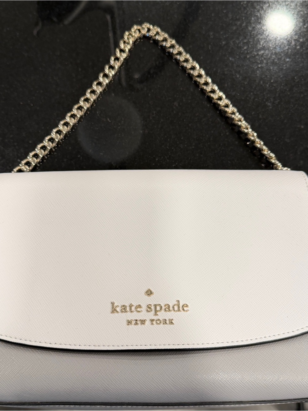 kate spade White Crossbody Shoulder Bag with Gold Chain